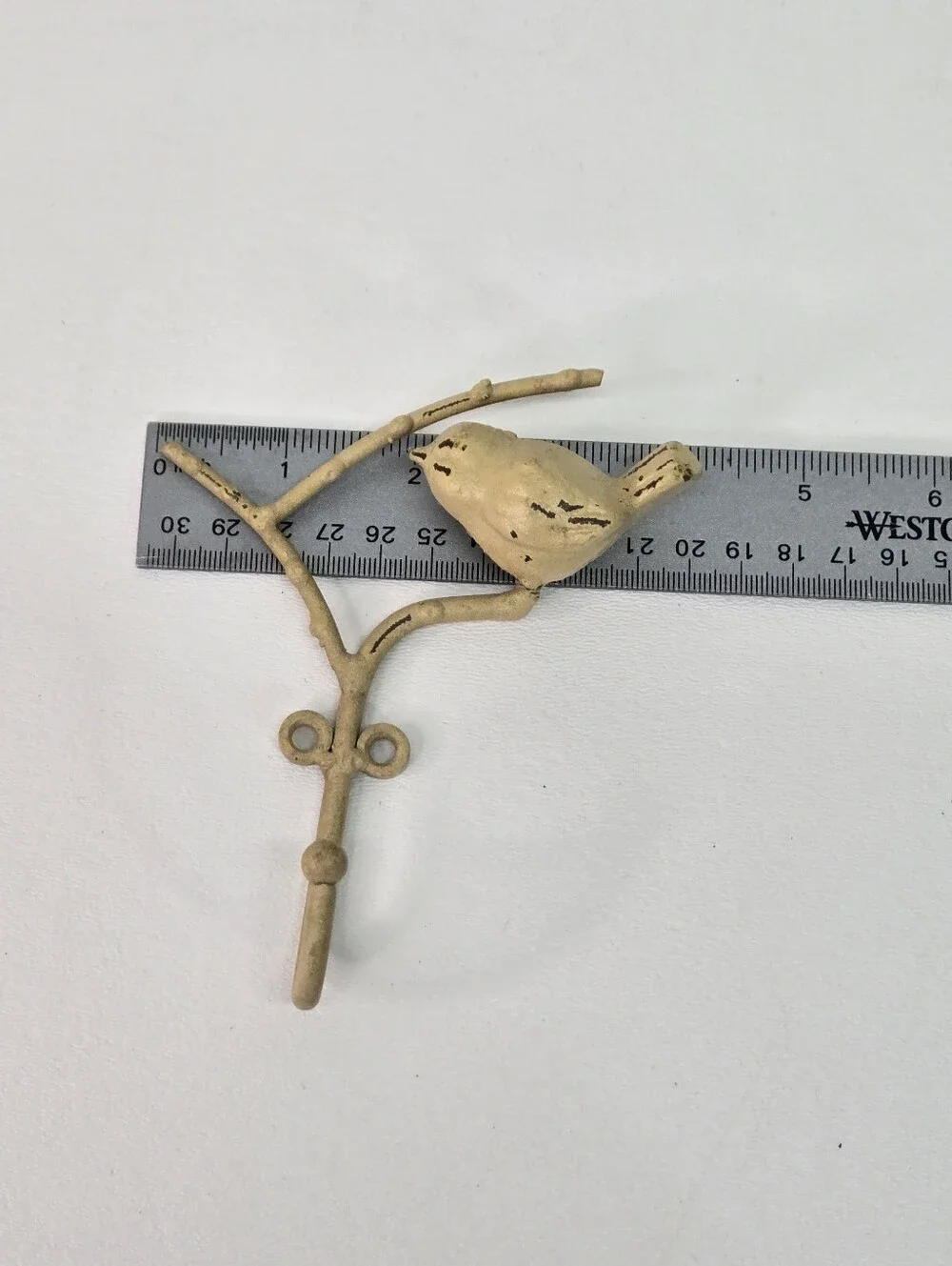 Rustic Cast Iron Chubby Bird On Branch Wall Hook Metal Coat Hat Hanger Farmhouse